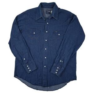 Vintage Wrangler Pearl Snap Down Denim Western Shirt